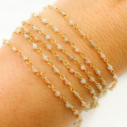 Coated Peach Moonstone Wire Chain